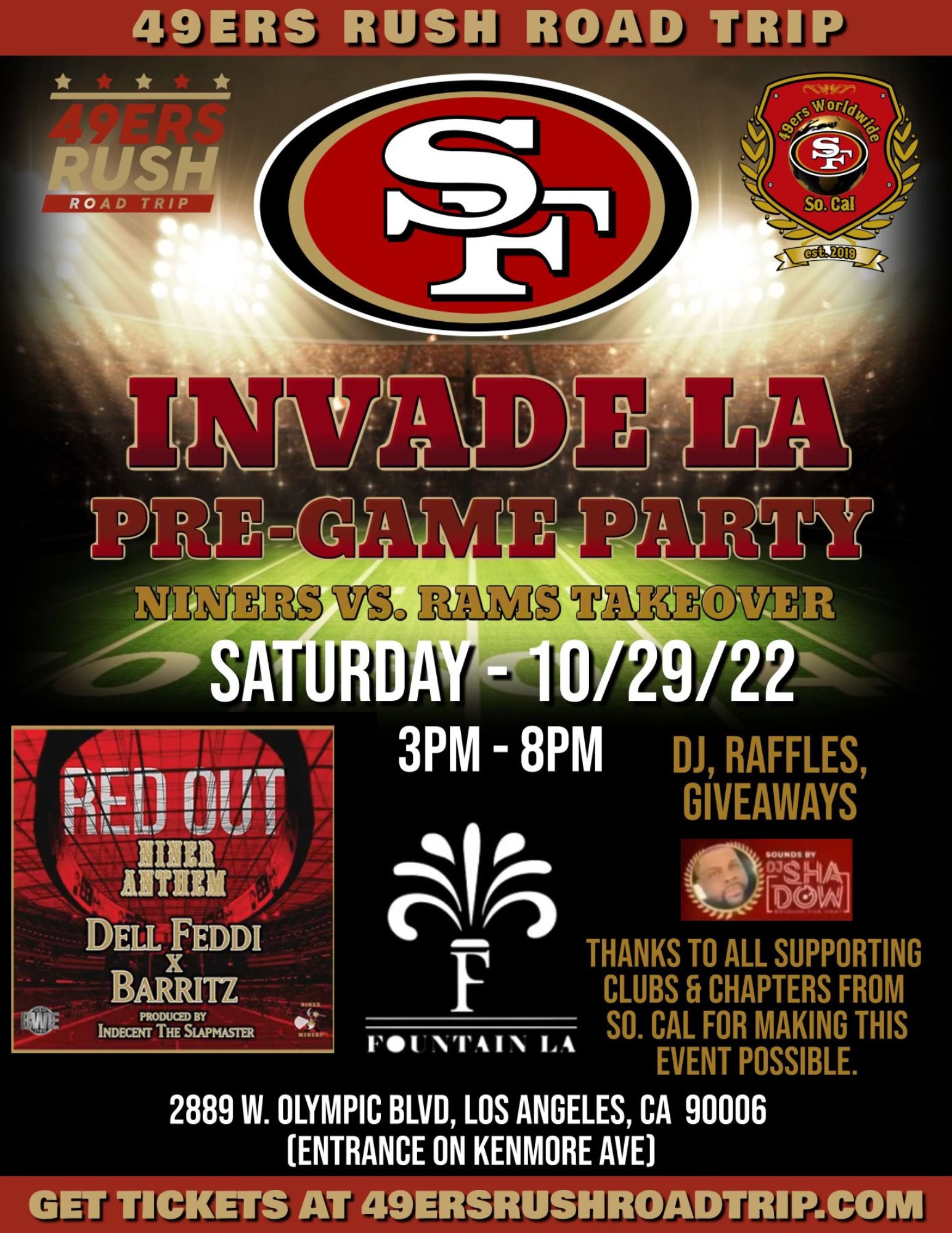 Invade LA Pre-Game Party – Fountain LA (10/29/2022) - Barritz